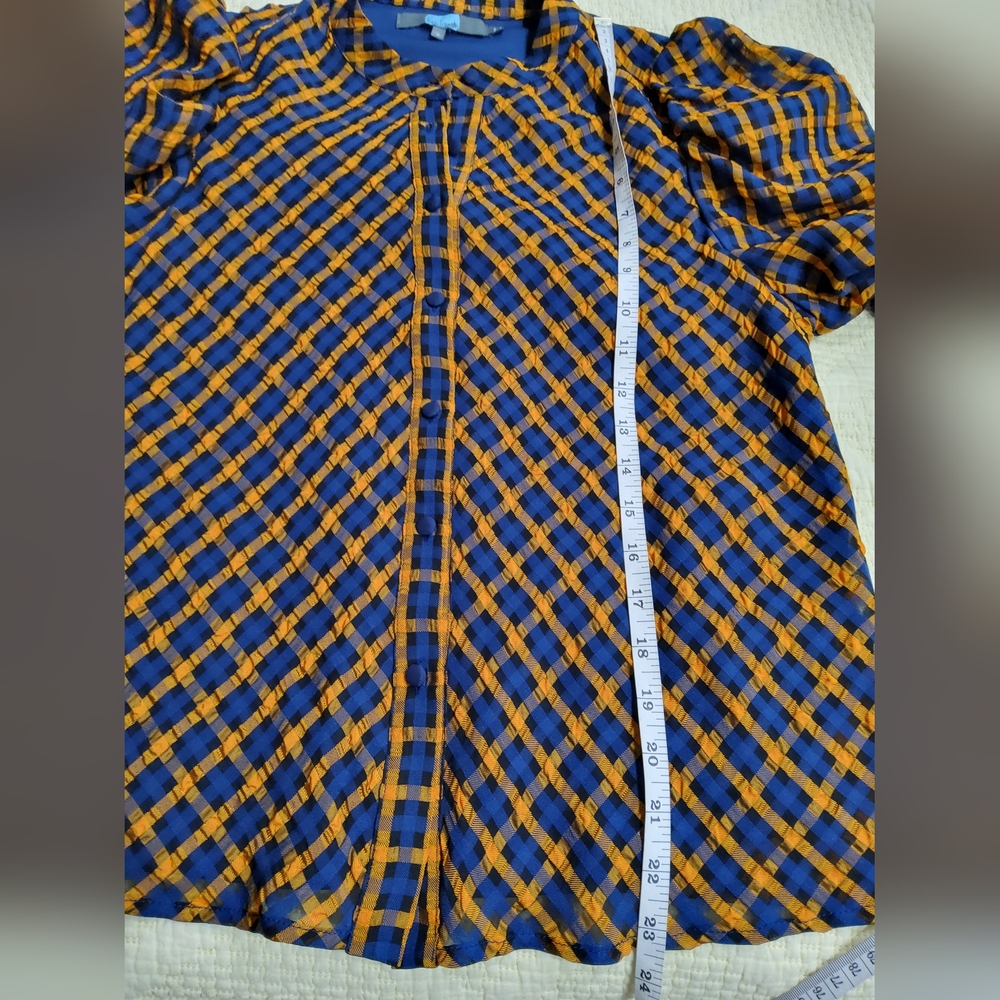 Anthropologie Eva Franco Textured Plaid Blouse Size 6 - Picture 9 of 12